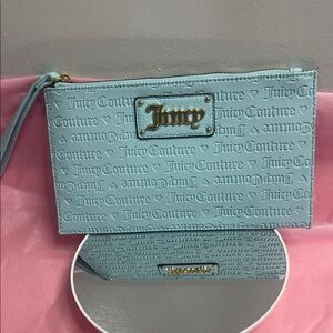 Juicy Couture Light Blue Logo Wristlet